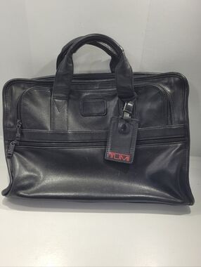 TUMI 907D3 GENUINE LEATHER SLIM BUSINESS BAG BRIEFCASE BLACK